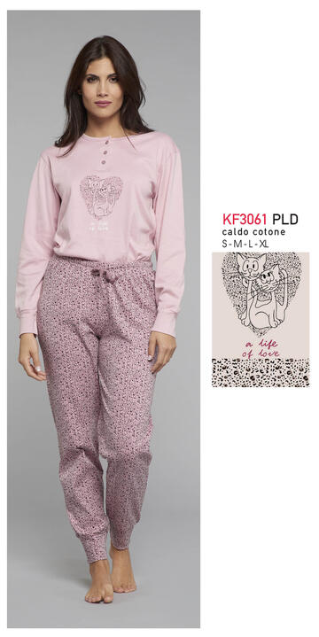 ART. KF3061 PLD- pigiama donna interlock m/l kf3061 pld - Fratelli Parenti
